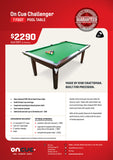 On Cue Challenger Pool Table Brochure