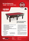 On Cue Glenorchy 8 foot pool table brochure