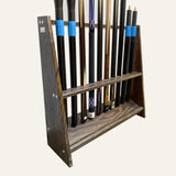 wooden floor cue rack for holding 10 cues