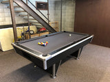 ball return pool table, 7 foot, black with grey cloth, New Zealand made