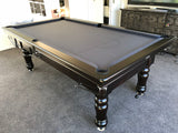 On Cue Karamea 7 foot pool table, slate bed, black stained timber, grey cloth