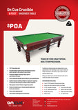 On Cue 9 Foot Crucible snooker table brochure