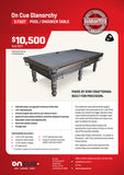 On Cue Glenorchy 9 foot pool or snooker table brochure