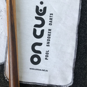 On Cue branded cue cleaning cloth