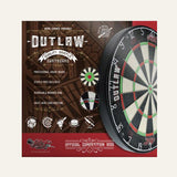 Outlaw bristle dartboard tournament size pictured in box