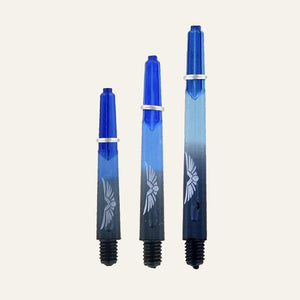 Shot Eagle Claw dart shafts coloured in blue black